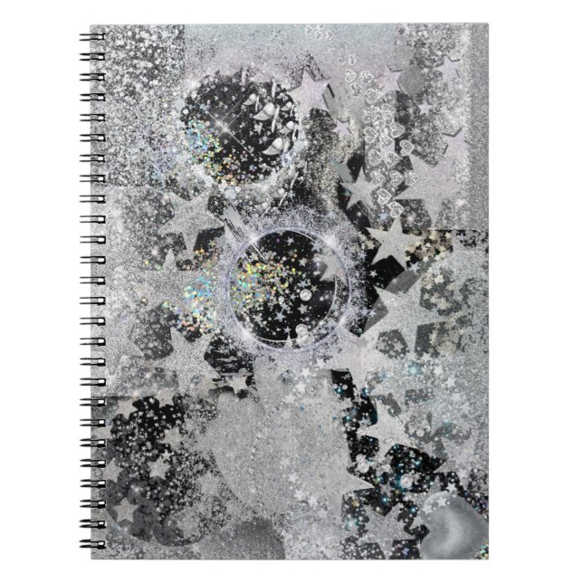 Silver Glittery Design on Spiral Notebook/Journal  Notebook (Front)