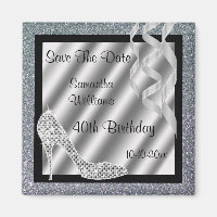 Silver Glittery Stiletto & Streamers 40th Birthday