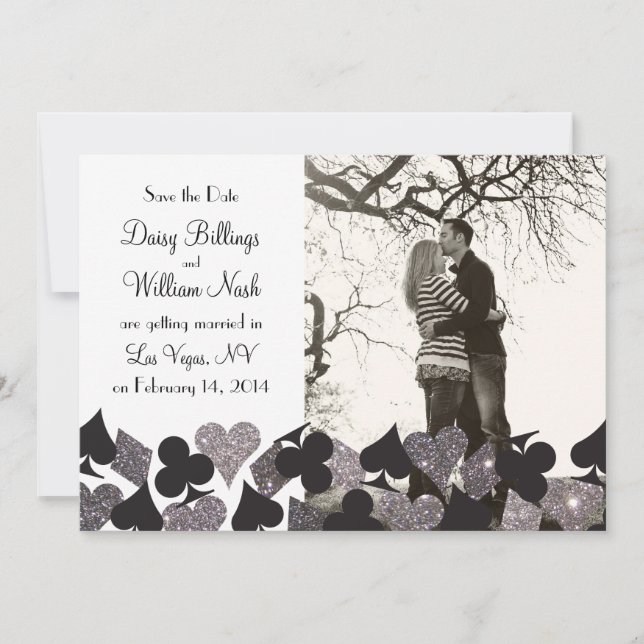 Silver Glitz Destiny Las Vegas Photo Save the Date (Front)
