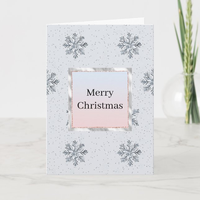 Silver Glitz Snowflakes Christmas Ombre Card (Front)