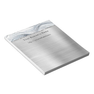 Silver Glitzy Waves Stripes Business name website Notepad