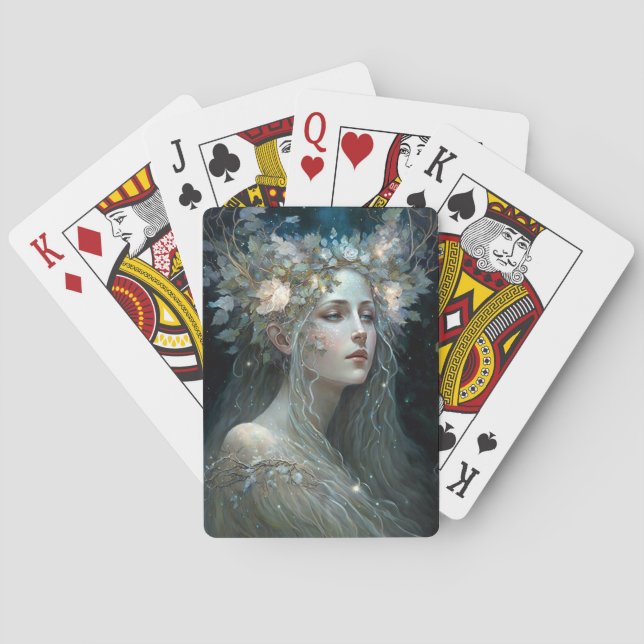 Silver Goddess Fantasy Art Playing Cards (Back)