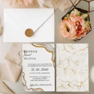 Silver & Gold Abstract Watercolor Wedding Invitation
