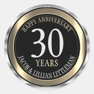 Silver, Gold  and Black - Anniversary - 00 Years Classic Round Sticker