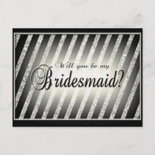 Silver, Gold and Black Bridesmaid Invitation Postcard
