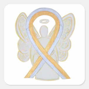 Silver & Gold Awareness Ribbon Angel Sticker Decal
