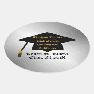 Silver, Gold & Black Custom Graduation Stickers