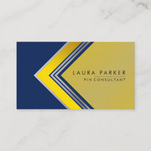 Silver Gold Blue Geometrical Finance Modern Business Card