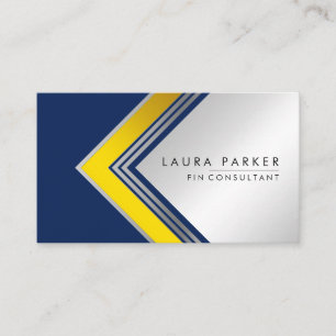 Silver Gold Blue Geometrical Finance Modern Business Card