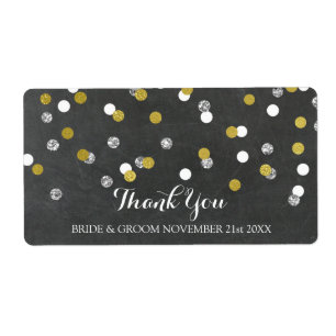 Silver Gold Chalkboard Confetti Wedding Labels