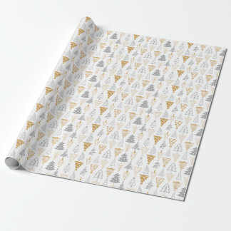 Silver & Gold Christmas Tree Wrapping Paper