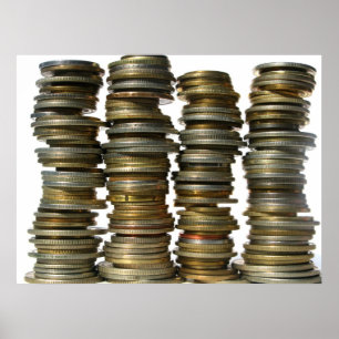 Silver Gold Coin Towers Poster