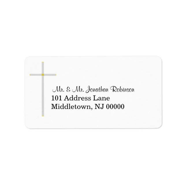 Silver Gold Cross Address Labels (Front)