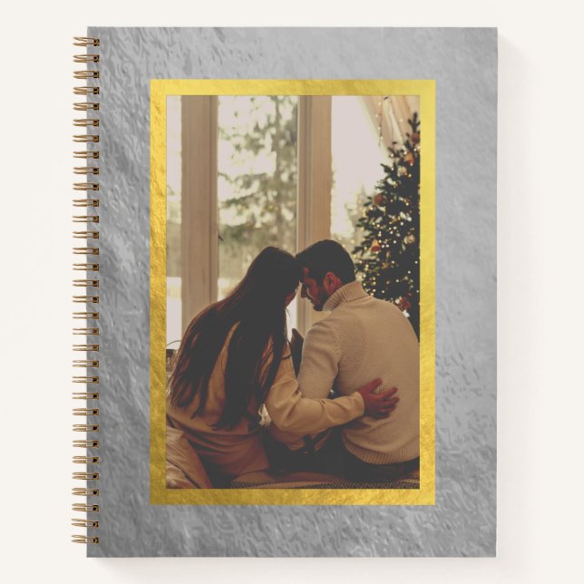 Silver & Gold Custom Photo Notebook (Front)
