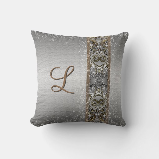 Silver Gold - Customisable Initial Cushion (Front)