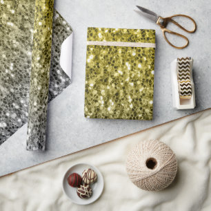Silver gold dark sparkles glitter ombre  wrapping paper