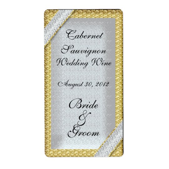 Silver Gold & Diamonds Wedding Wine Label Shipping Label