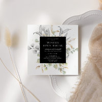 Silver Gold Floral Elegant Square Open House