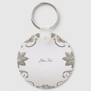 Silver Gold Floral Keychain