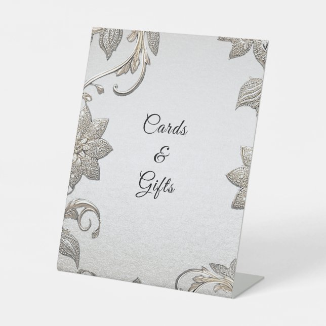 Silver Gold Floral Tabletop Signs (Front)