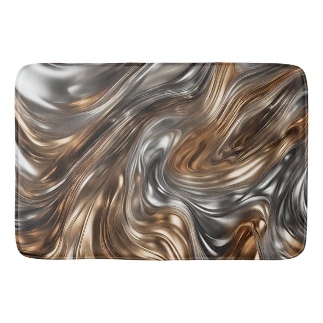 Silver & Gold Flow Modern Bath Mat (Front)