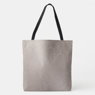 Silver/Gold Geometric Metallic Design Tote Bag