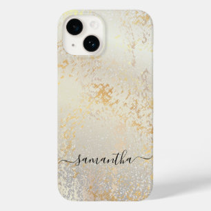 Silver gold glam monogram script Case-Mate iPhone 14 case