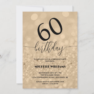 Silver Gold Glitter Calligraphy Birthday Invitation