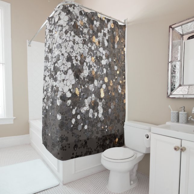 Silver Gold Glitter Glam #1 (Faux Glitter) #decor  Shower Curtain (In Situ)