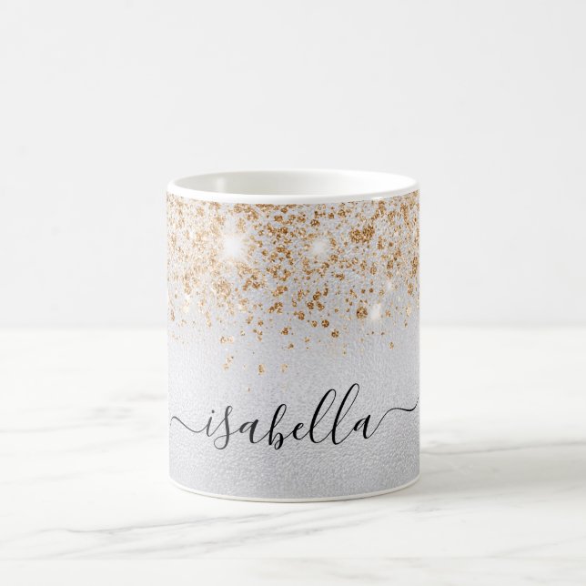 Silver gold glitter name script coffee mug (Center)