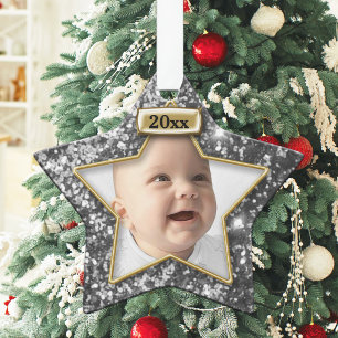 Silver/Gold Glitter Photo Template Ornament