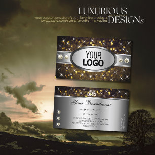 Silver Gold Glitter Sparkle Stars Jewels with Logo Business Card