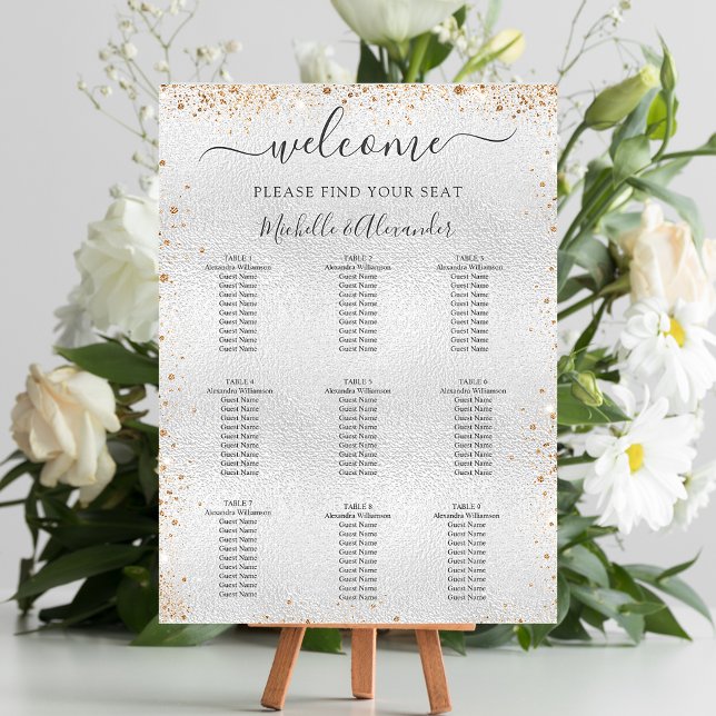 Silver gold glitter wedding dinner seating chart (Creator Uploaded)