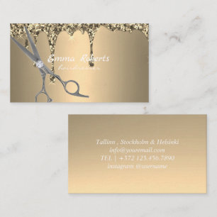 Silver Gold Hairdresser Gradient Glitter Modern Business Card
