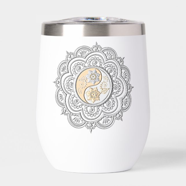 Silver & Gold Mandala water bottle (Front)