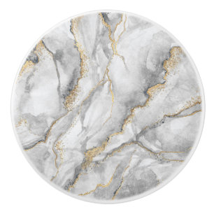 Silver Gold Marble Ceramic Knob