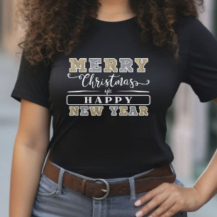 Silver Gold Merry Christmas Happy New Year Hoodie T-Shirt