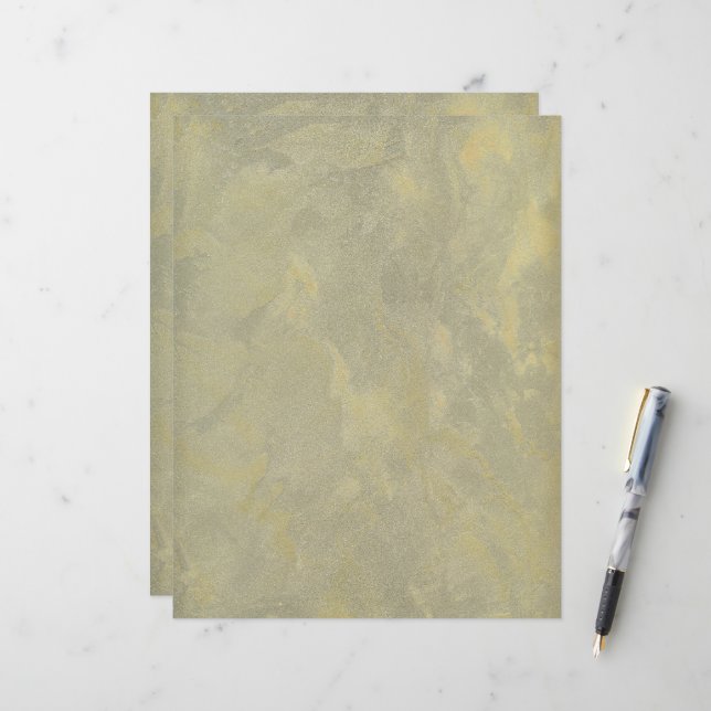 Silver Gold Metallic Plaster Scrapbook Paper Sheet (Front/Back In Situ)