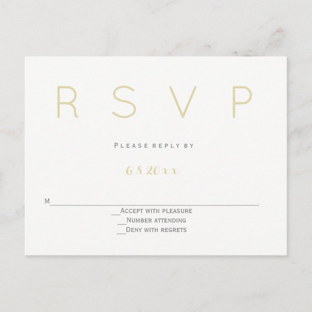 Silver & gold modern wedding rsvp postcards (Front)
