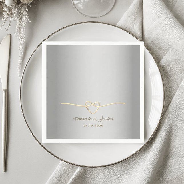 Silver Gold Monogram Wedding Napkins (Creator Uploaded)