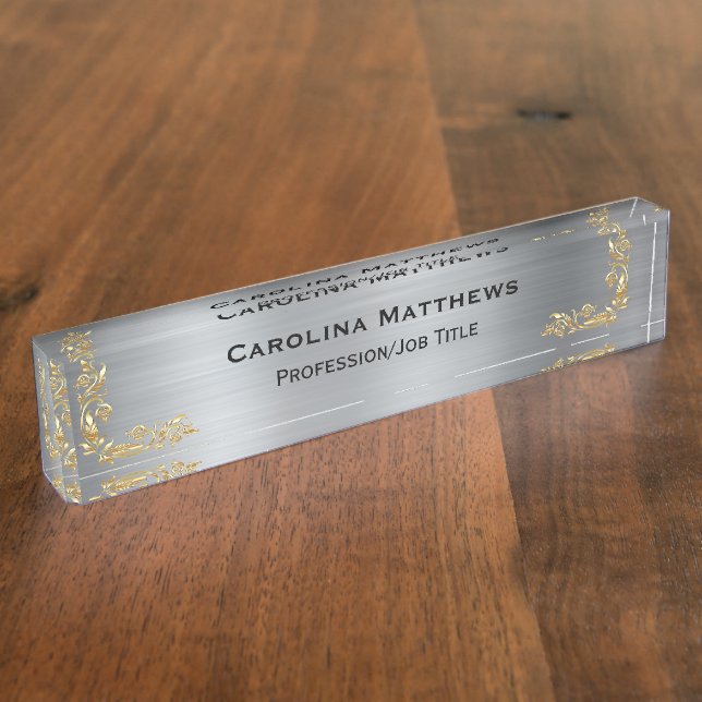 Silver Gold Nameplate (Side)