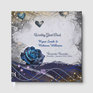 Silver Gold Navy Guest Book Wedding Invitation