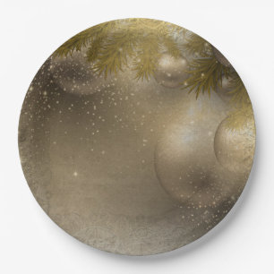 Silver gold ornaments paper plate