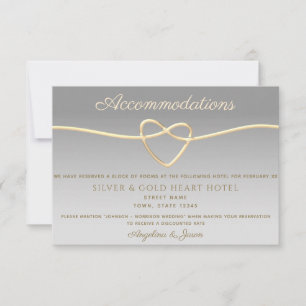 Silver & Gold Rope Heart Wedding Information Card