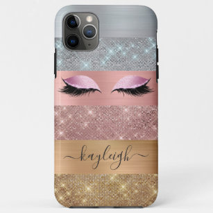 Silver Gold Rose Gold Glitter Beauty Eyelash Case-Mate iPhone Case