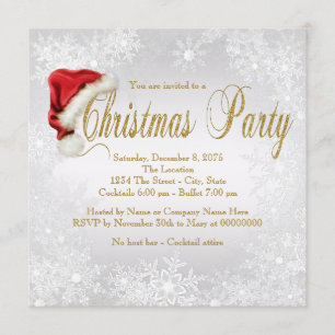 Silver Gold Snowflake Christmas Party Invitation