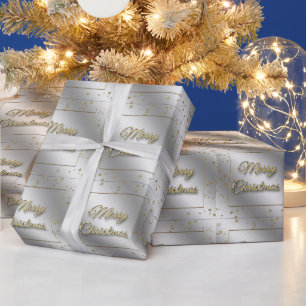 Silver Gold Snowflake Christmas Wrapping Paper