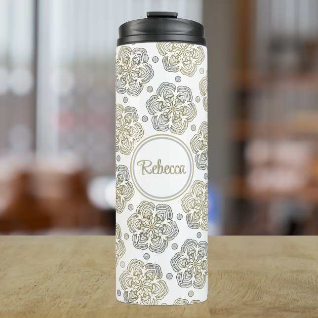 Silver Gold Snowflakes Thermal Tumbler (Creator Uploaded)