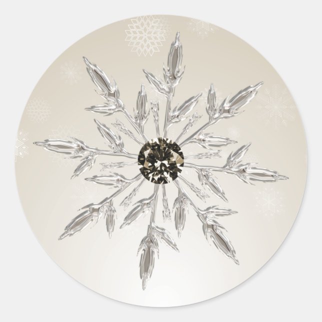 silver gold snowflakes winter wedding stickers (Front)