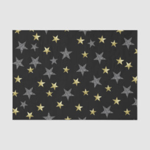 Silver & Gold Stars Black Hollywood Star Party Tissue Paper
